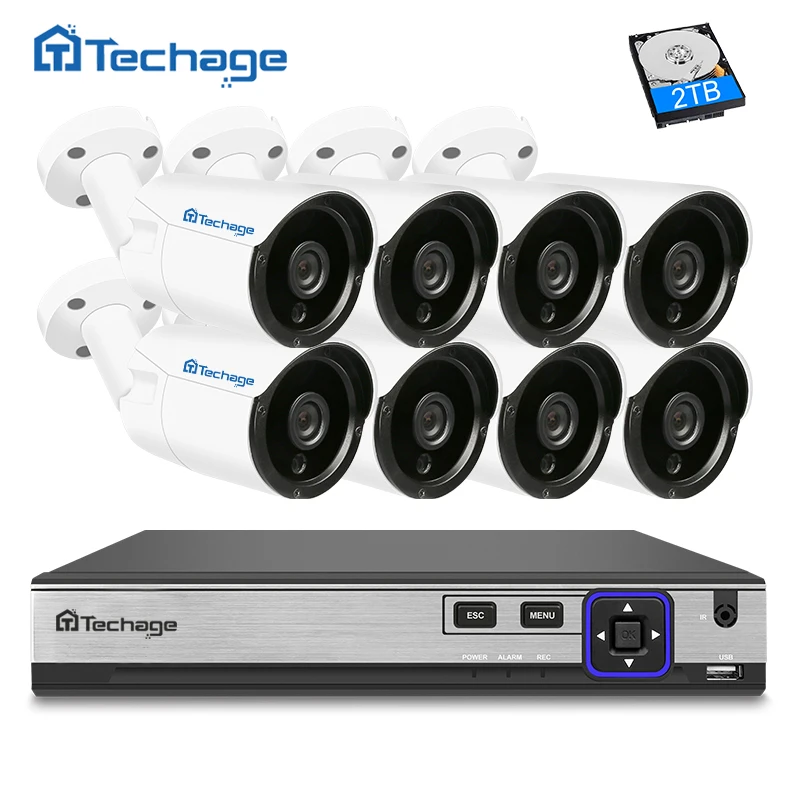Techage H.265 8CH 4MP NVR POE CCTV Системы 8 шт. Открытый Массив ИК-подсветкой IP Камера P2P Onvif