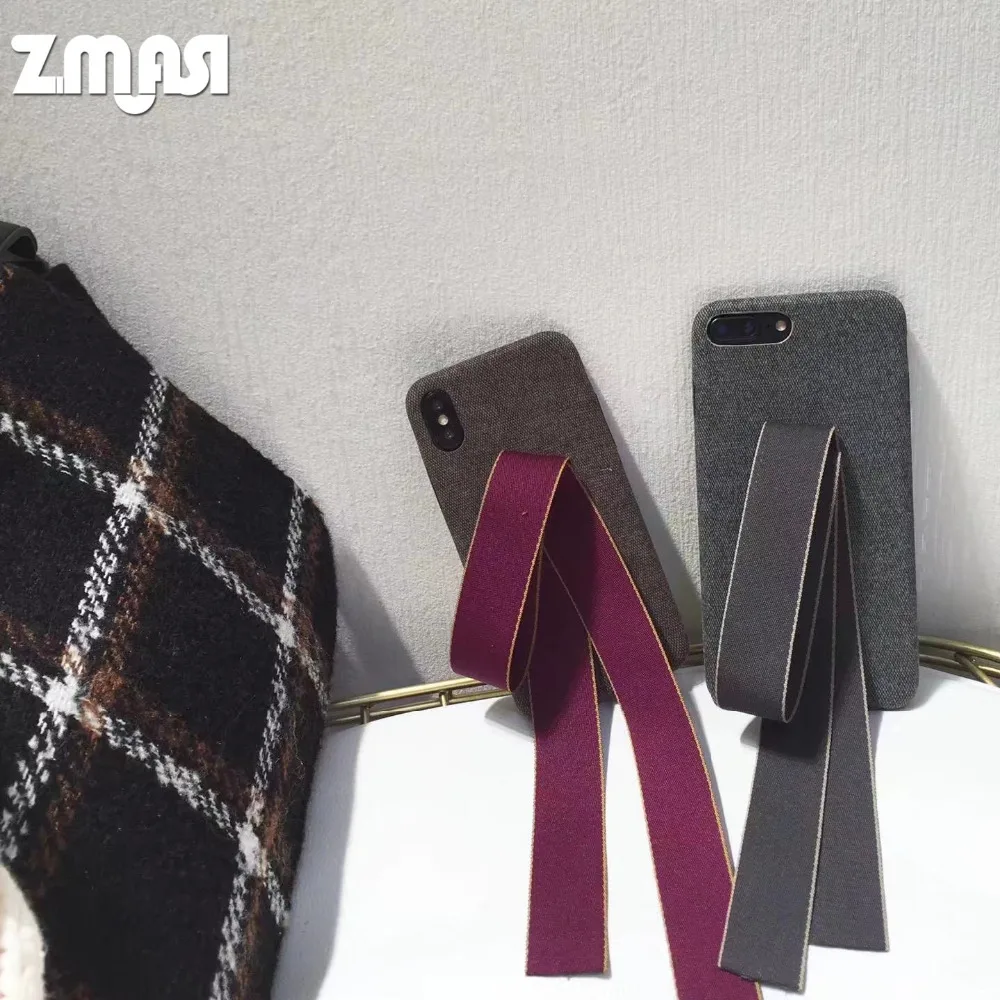 ZMASI Korean Ribbon Soft Cell Case for iPhone X 7 8 Lady Cloth Texture Phone Shell 6 6s plus Back Funda Cover |
