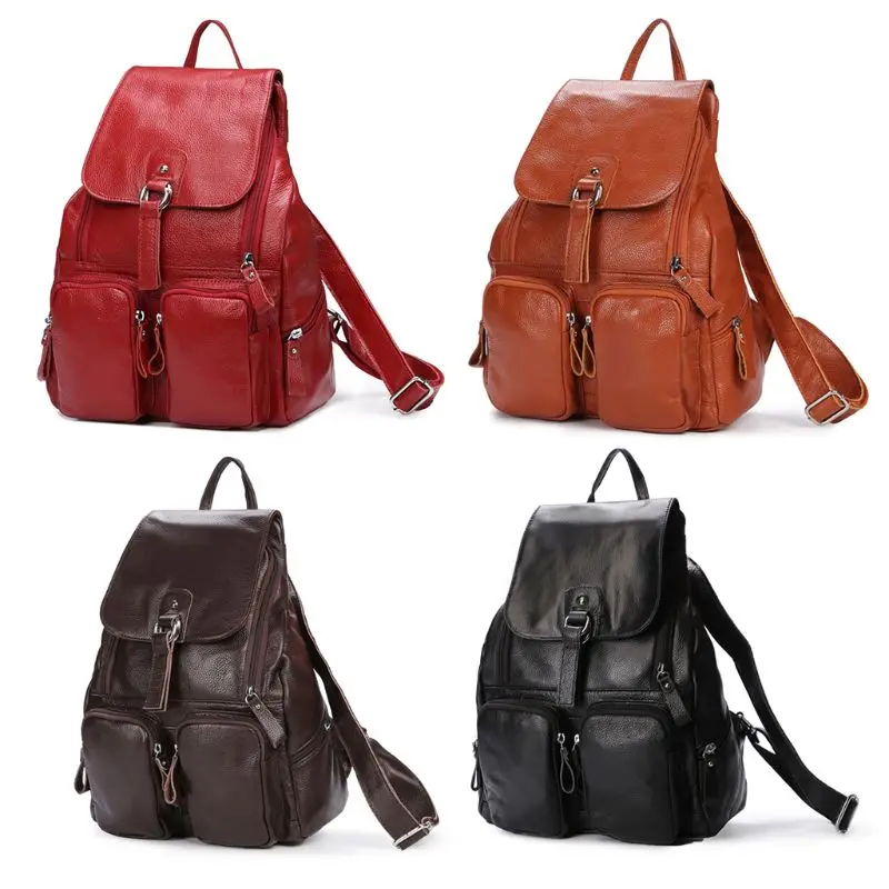 

NoEnName_Null High Quality Leather Fashion Backpack Travel Genuine Leather Backpack Rucksack School Bag Bookbag New