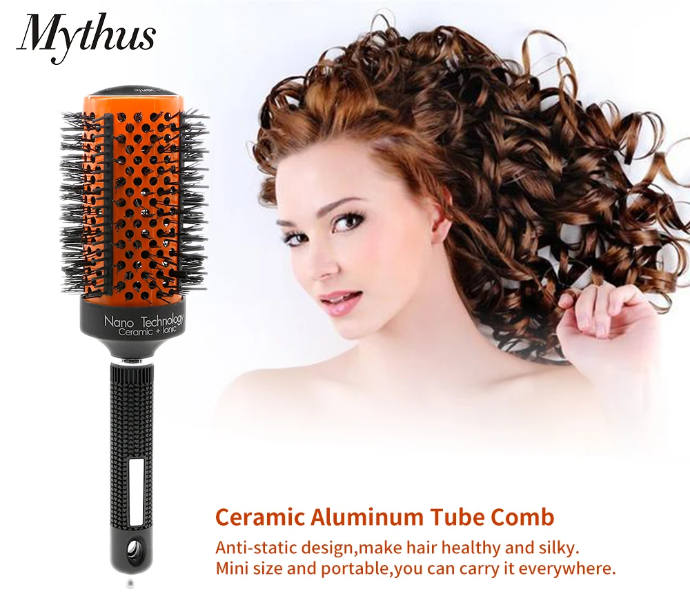 Профессиональная парикмахерская радиальная ионная круглая расческа для волос с металлическим наконечником салонная выдувная заколка керамическая расческа для волос в оранжевом цвете 4 размера