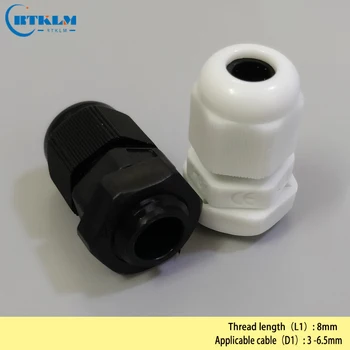 

IP68 PG7 Waterproof Nylon Plastic Cable Gland Connector for Wire Diameter 3-6.5mm Cable 100PCS/LOT
