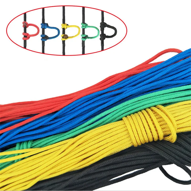 

5 Color Compound Bow D Ring Rope 18m Release String Nocking Buckle Rope Bow Release U Rope Release Aid Archery Accessories