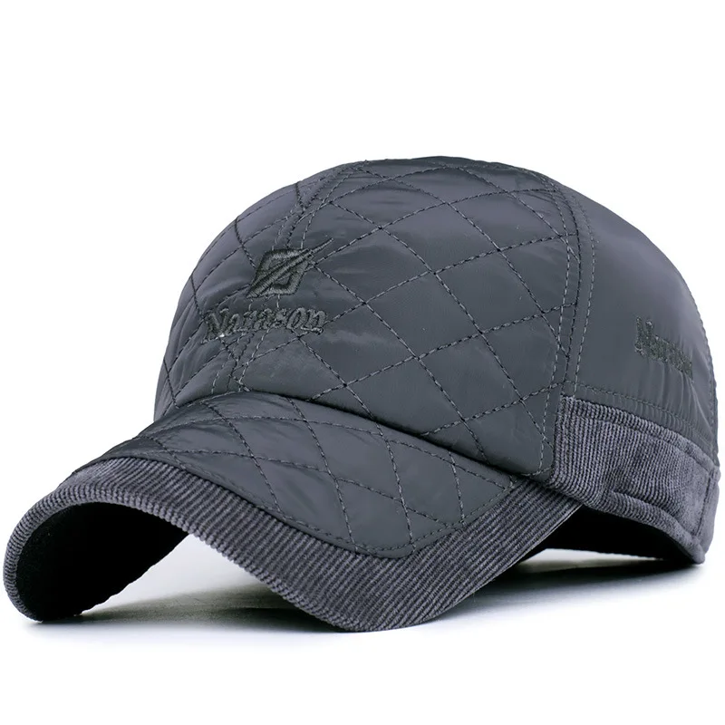 

2017 Autumn Winter Baseball Cap For Men Warm Hat With Earflaps Cotton Thicker Keep Warm Bone Snapback Cap Men Russian Casquette