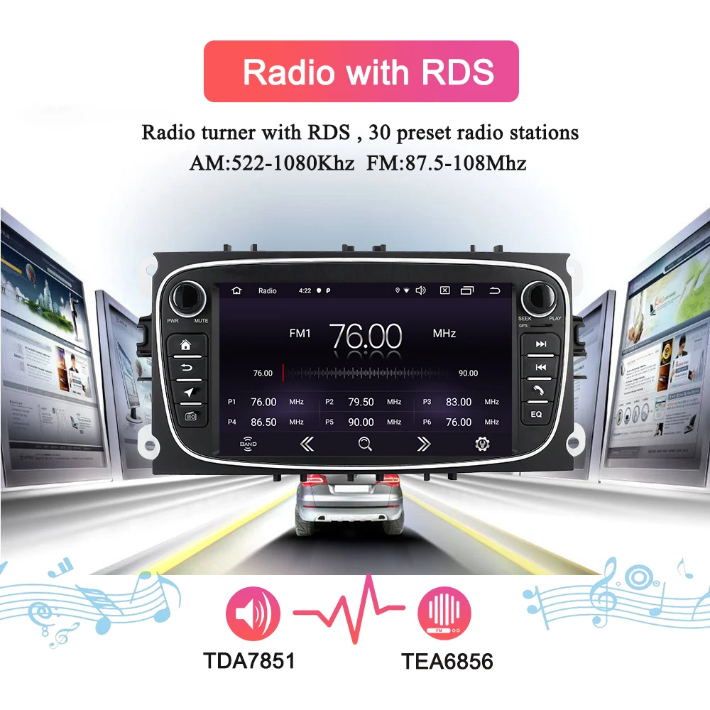 Flash Deal Navivox 2 Din Android 9.0 Car Multimedia Player for Ford Focus 2 3 2004-2011 Mondeo Galaxy S-max Kuga C-max Car Radio Navigation 4