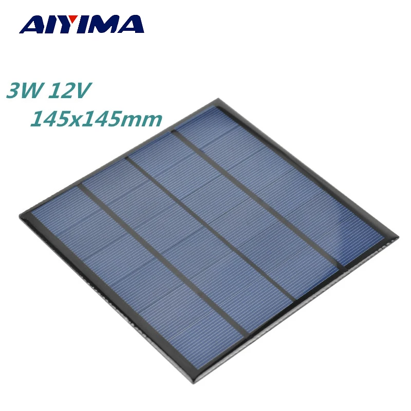 

AIYIMA 3W 12V Solar Panel China Flexible Solar Cells DIY Polysilicon Plate Painel Solars Charger For Phone Battery Power Bank