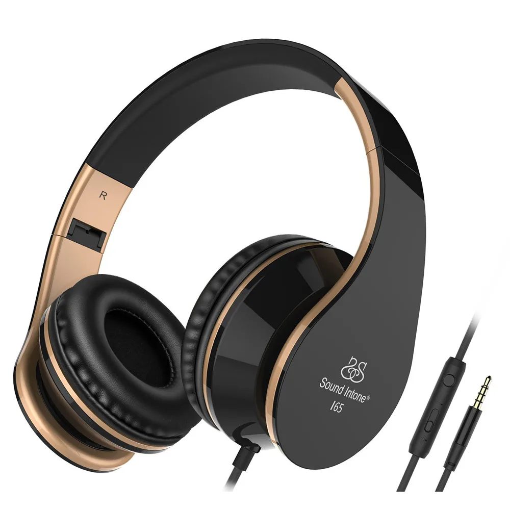 

I65 Headphones with Microphone Deep Bass Wired Headphone Foldable Headset Support Volume Control For iphone samsung PC mp3