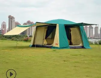 Огромный 6 8 10 человек открытый непромокаемый 2 спальня 1 гостиная вечерние Семейные палатки автомобиль самоуправляющийся Тент Открытый Кемпинг Рельеф палатка - Цвет: Green With Beige
