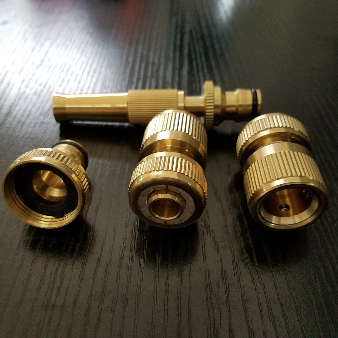 4Pcs x Garden Brass Hose Pipe Fitting Set Tap Quick Connectors & Spray Nozzle