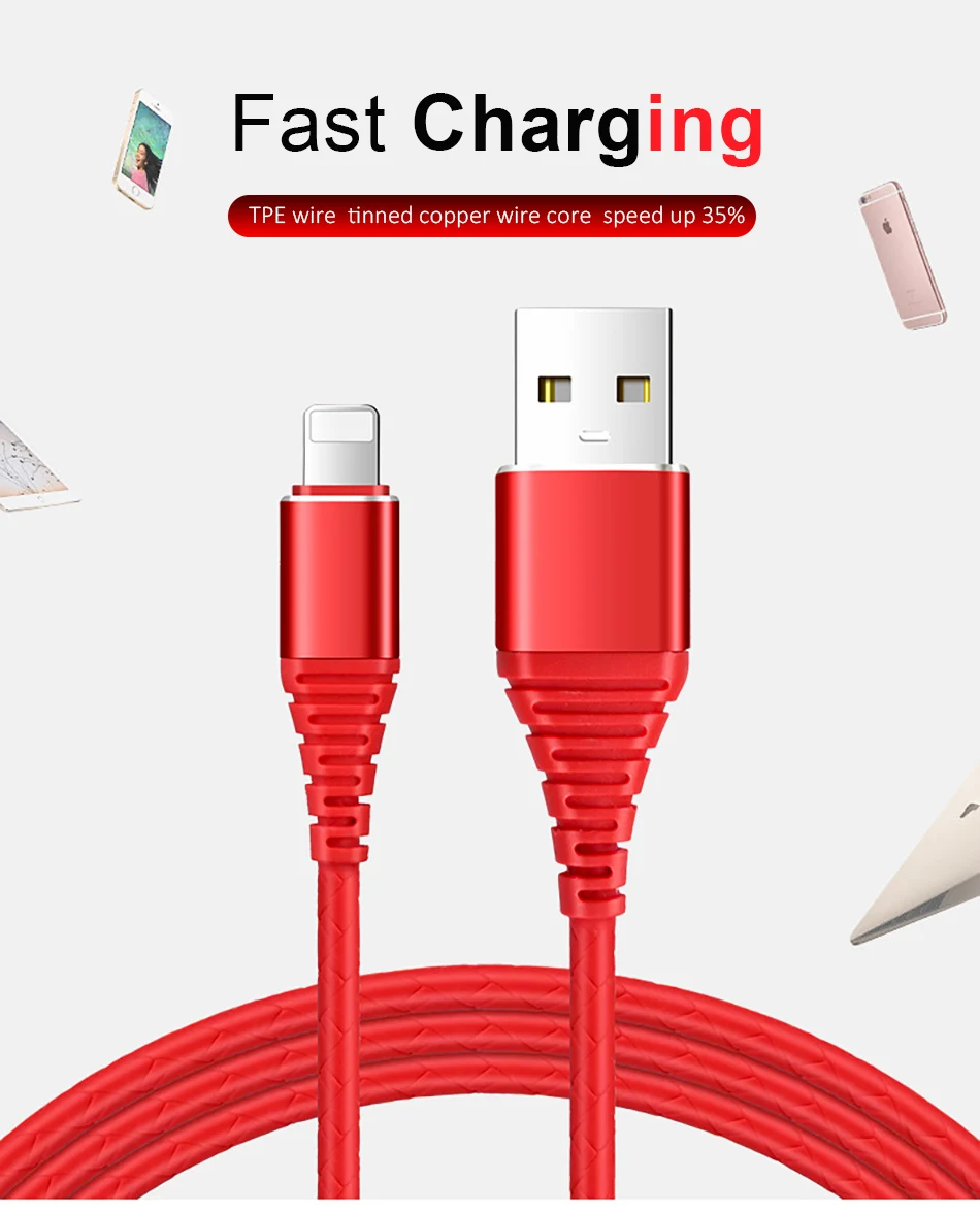 NOHON TPE Lighting Fast Charging Cable 8 Pin Phone For iPhone X 8 7 6s 5s Plus 1M Durable Data Cable For iPad Mini IOS 8 9 10 11 (1)