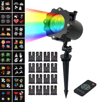 

Stage Colorful Film Projection Light Remote Control 16 Patterns Waterproof Removable Spotlight Outdoor Garden Lamp