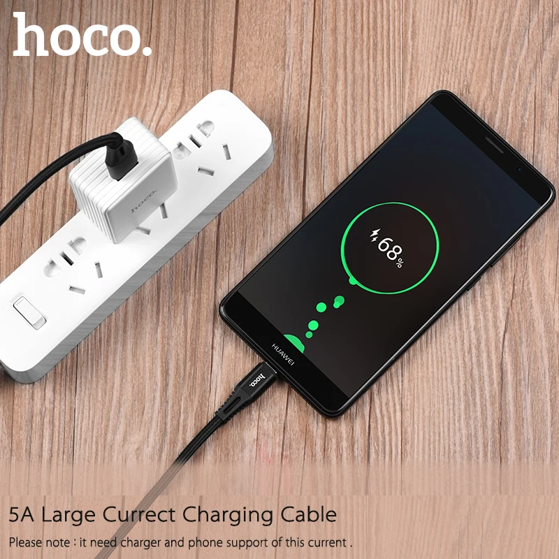 HOCO большой ток 5A usb type C кабель для быстрой зарядки type-C для переключателя Xiaomi huawei P10 P9 mate 9 зарядное устройство USB-C кабель для синхронизации данных