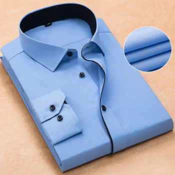 

Men's Shirt Men's Fashion Long Sleeve Casual Solid Color Men's Business Office Occupational Wear Wedding Groomsmen's Shirt