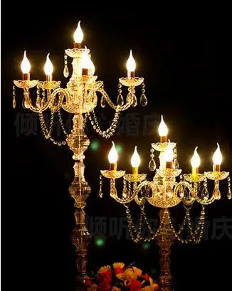 

10pieces/100cm Tall 6 arms full acrylic crystal wedding centerpiece/candelabra for wedding/wedding candlestick/Candle Holder