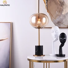 American Table Lamp Marble Cognac Glass Industrial Decor Led Desk Lamp for Living Room Bedside Model Lampara De Mesa Lamps Table american water pipe loft industrial vintage table lamp for bedroom warrior led beside lamps abajur lampara luminaira de mesa