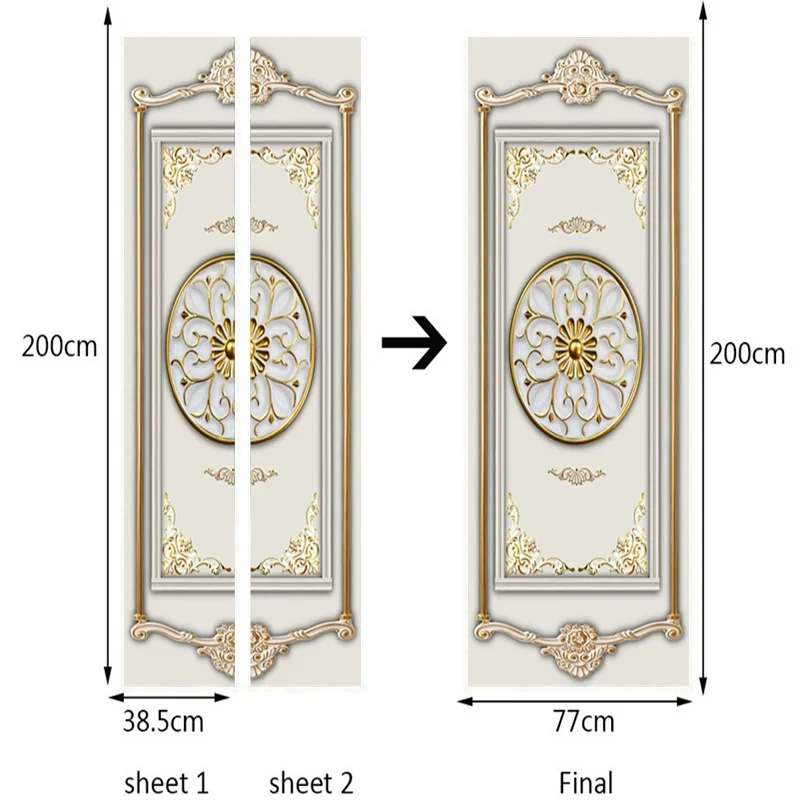Фото обои 3D стерео Золотой гипсовый узор фрески гостиной спальни роскошные двери Стикеры ПВХ самоклеющиеся водонепроницаемый Декор