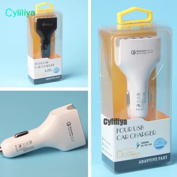 

300pcs Top Qualtiy QC 3.0 4USB 7A Adaptive Fast Charging Home Travel Car Charger Plug For Samsung Galaxy with package