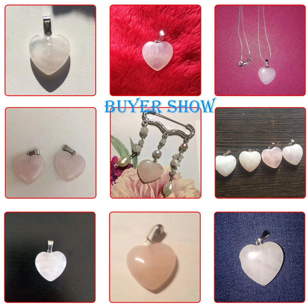 Doreenbeads Hot Fashion Women (Grade B) Created Rose Gem Stone Charm Pendants Heart Pink Jewelry Gift
