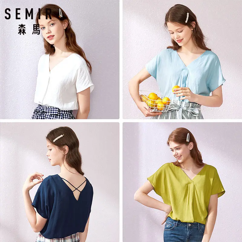 SEMIR шифоновая рубашка женская блузка с коротким рукавом и сердечком дизайнерская