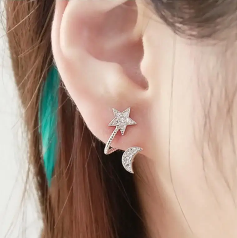 Korean Fashion Sweet Earring Personality Cute Small Star Moon Stud