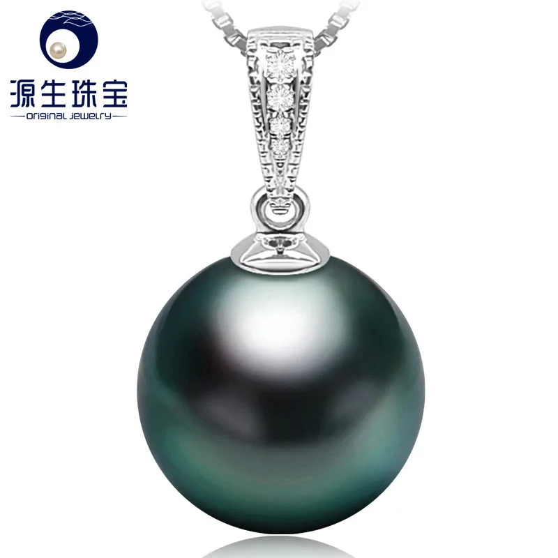 

YSPTB036 2016 AAA Real Natural Cultured Round 9-10mm 11-12mm 10-11mm 12-13mm Tahitian Pearls with 18K Gold Necklace Pendant