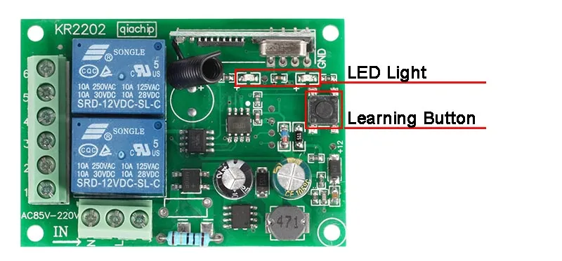 433 МГц Универсальный беспроводной пульт дистанционного управления AC 85 в 220 В 2CH релейный модуль приемника для гаражной двери лампа электромеханический светильник