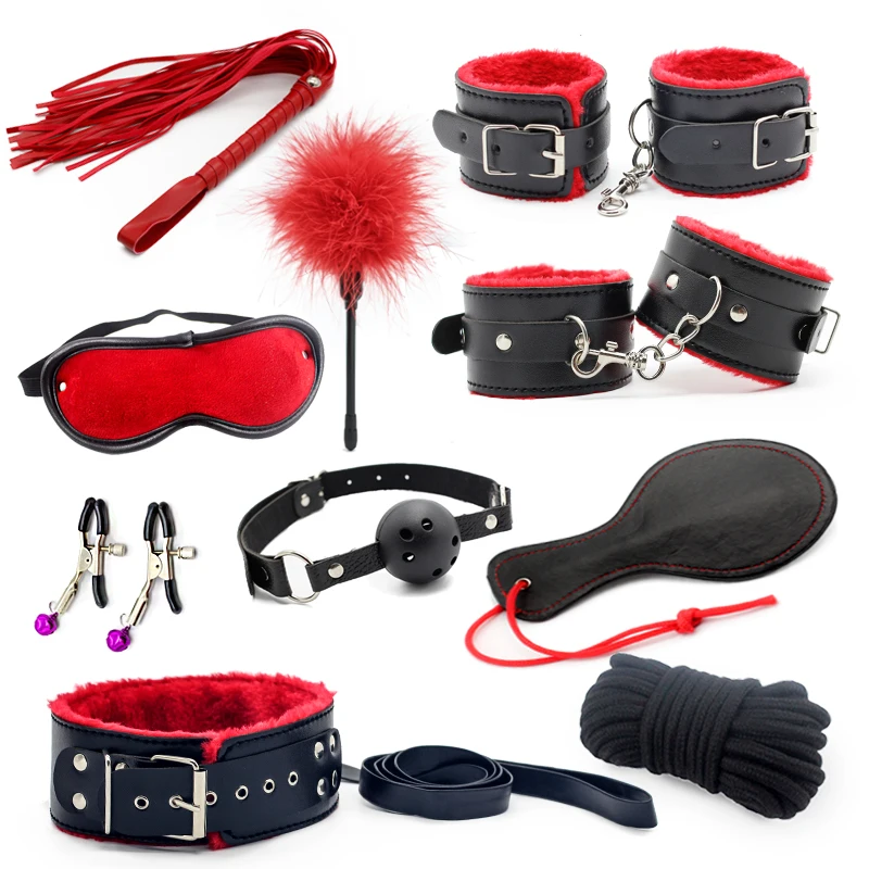 Leather Fun Adult Games 10 Pcs Set Sex Products Slave Restraint Item