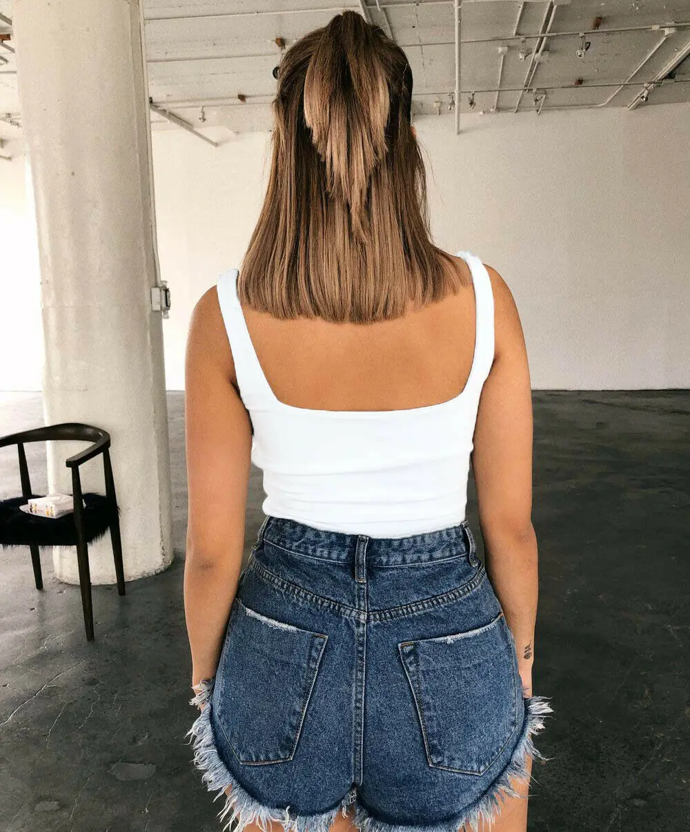 Camisole короткий топ для женщин Модный с открытыми плечами эластичный Топ без