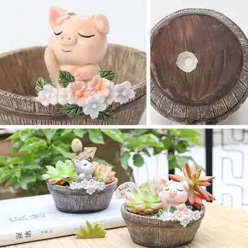 

Cute Animal Meaty Flower Pot American Country Style Succulent Pots Resin Mini Flower Pot