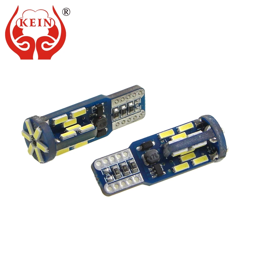 

KEIN 2PCS t10 led w5w bulb light 4014 30SMD Nonpolarity car auto 12V license plate side wedge interior signal lamp white 194 168