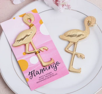 

100pcs Summer Beach Gold Metal Flamingo Bottle Opener Anniversary Wedding Favor Free Shipping