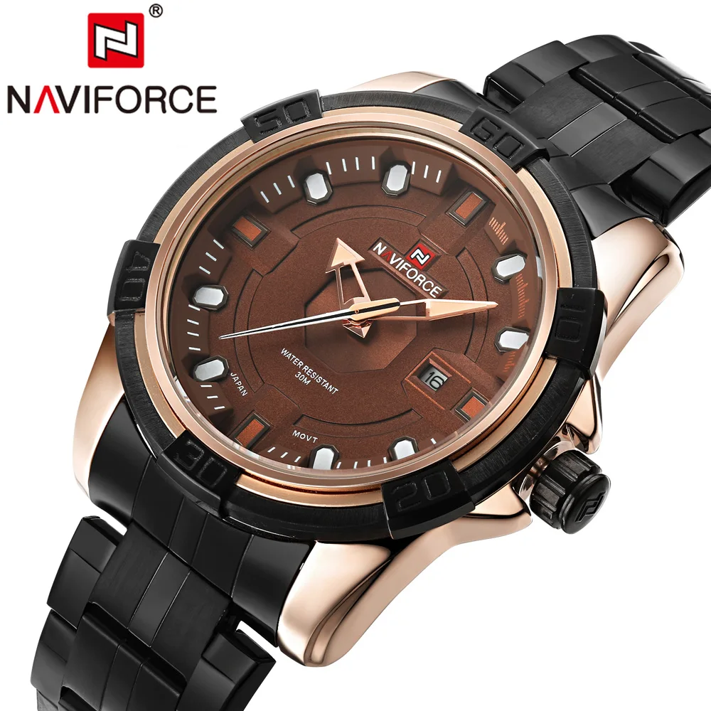 

NAVIFORCE Luxury Brand Clock Men Military Sport Men Watches Quartz Full Steel Man Waterproof Wristwatches relogio masculino 2017