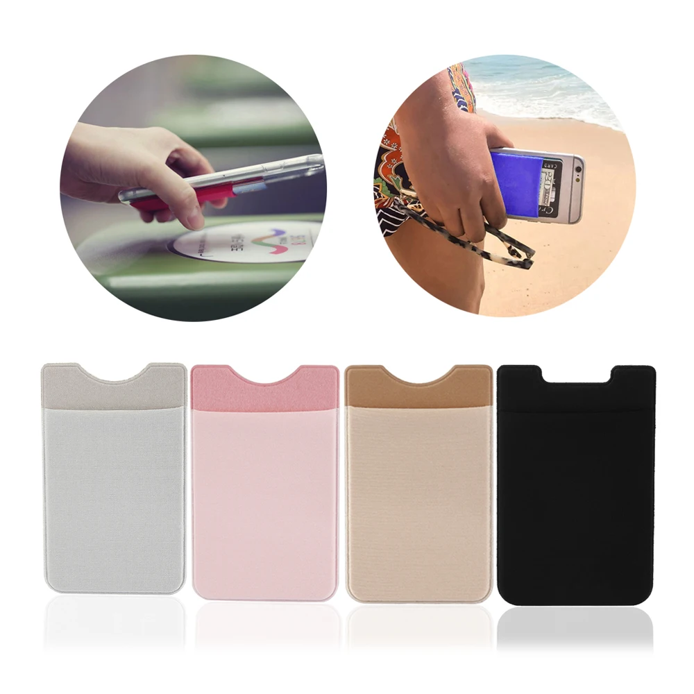 

Fashion Adhesive Card Holder Elastic Mobile Phone Wallet Credit ID Card Holder Pocket Adhesive Sticker Lycra