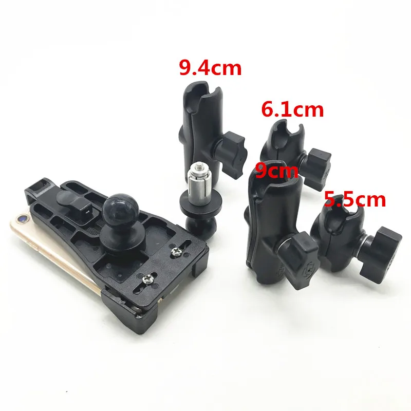 Heavy Duty Fork Stem Mount with 1 inch ball Double Socket Arm Bike Motorcycle Mount Holder Kit Fits for Mobile phone ram mount