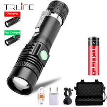 8000 Lumens Flashlight 5-Mode CREE XM-L T6 LED Flashlight Zoomable Focus Torch by 1*18650 Battery or 3*AAA Battery