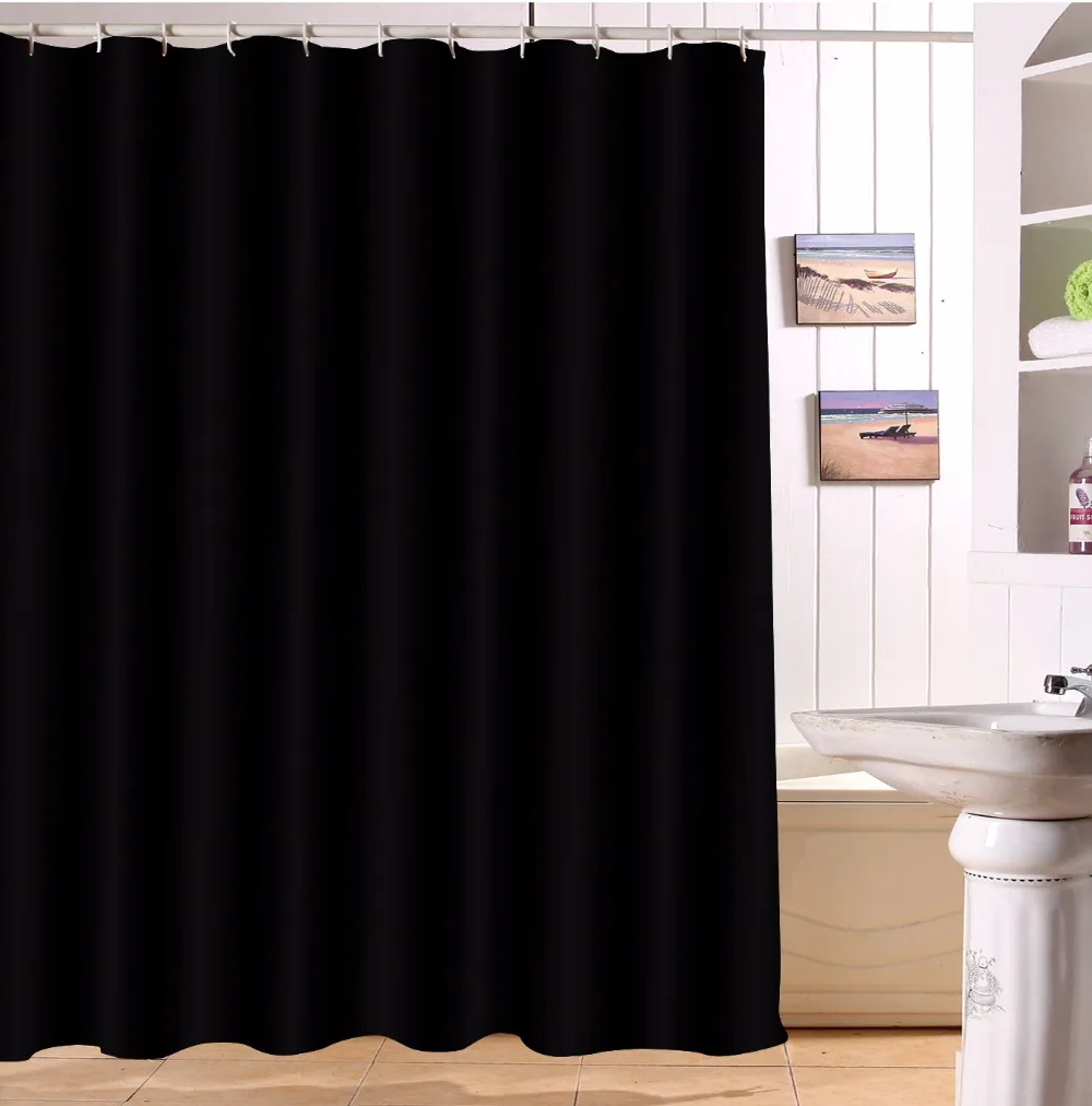 72'' Black & White Stripes Bathroom Shower Curtain Liner Polyester