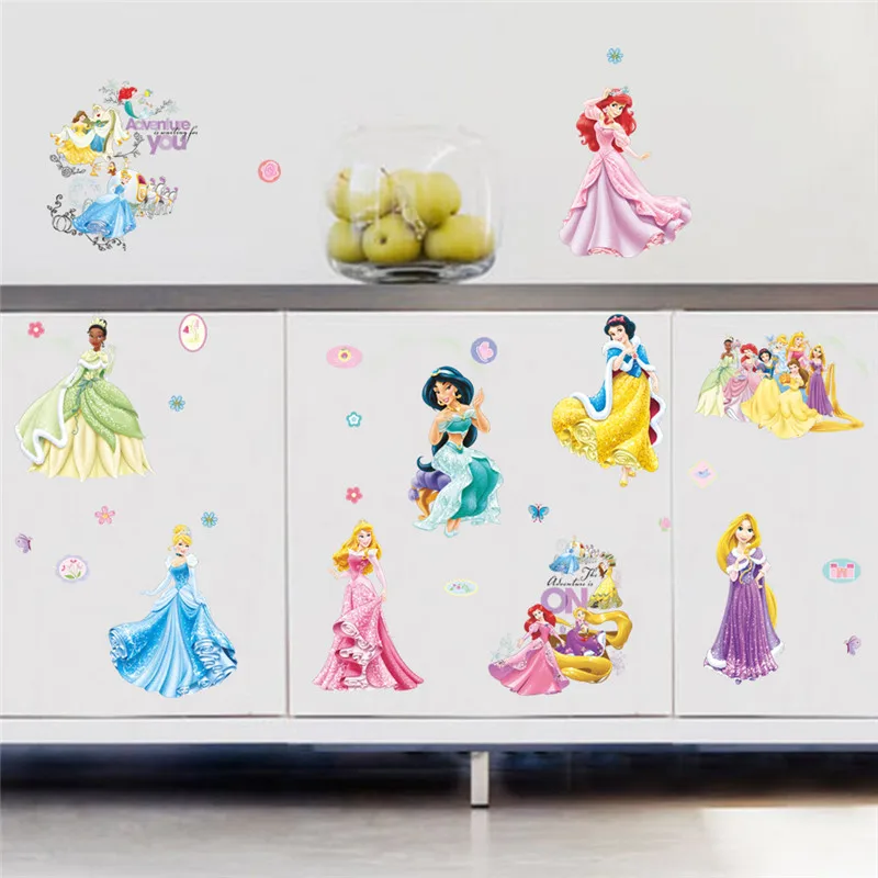 

Cartoon Princess Dancing Wall Stickers For Kids Room Nursery Children Bedroom Wall decals Girl's Birthday gift Poster Mural