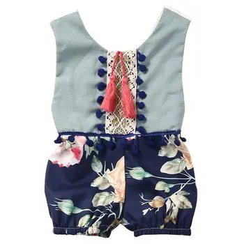 

Baby Romper Cotton Newborn Baby Girl Kids Floral Tassels Sleeveless Backless Jumpsuit Playsuit Outfits 2020 Girls Summer Rompers