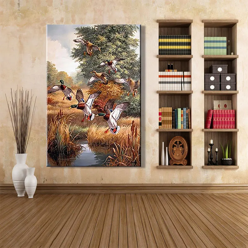 

paint by numbes art painting by numbers Artwork Beautiful field duck cat fox Leopard Interesting Fun Wild