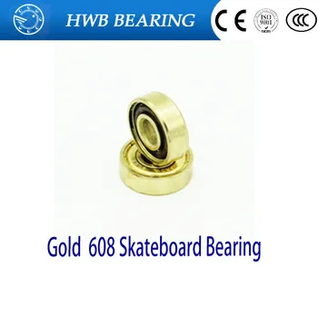 

Free Shipping 16pc/set ILQ11 Grade Gold Skateboard Bearing 608 Top Speed Skate wheel Bearing Bearing 608