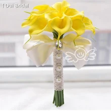 Калла цветок Свадебный букет с Кристалл Rhinestone Ручка Свадебные гость руки цветок фрейлина