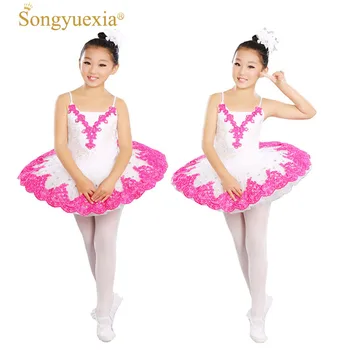 

Songyuexia Children Swan Professional ballet dancewear Lake Costume Rose Ballet Dress for Children Pancake Tutu Girls Dancewear
