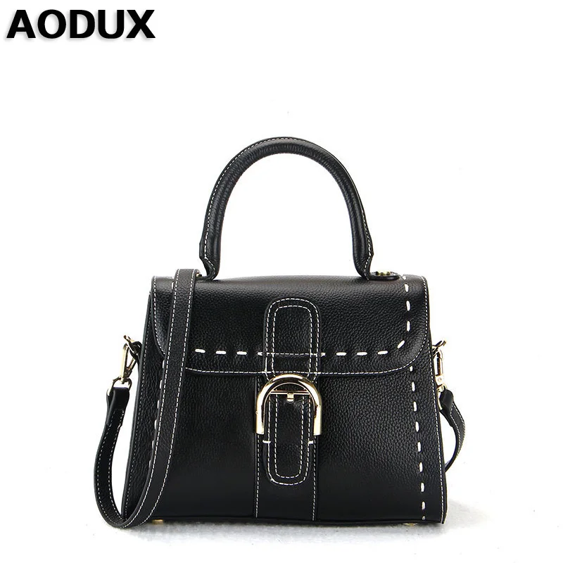 

AODUX 2017 New First Layer Genuine Leather Small Women Handbags Ladies Real Top Leather Female Ladies Messenger Bag Hobo Satchel