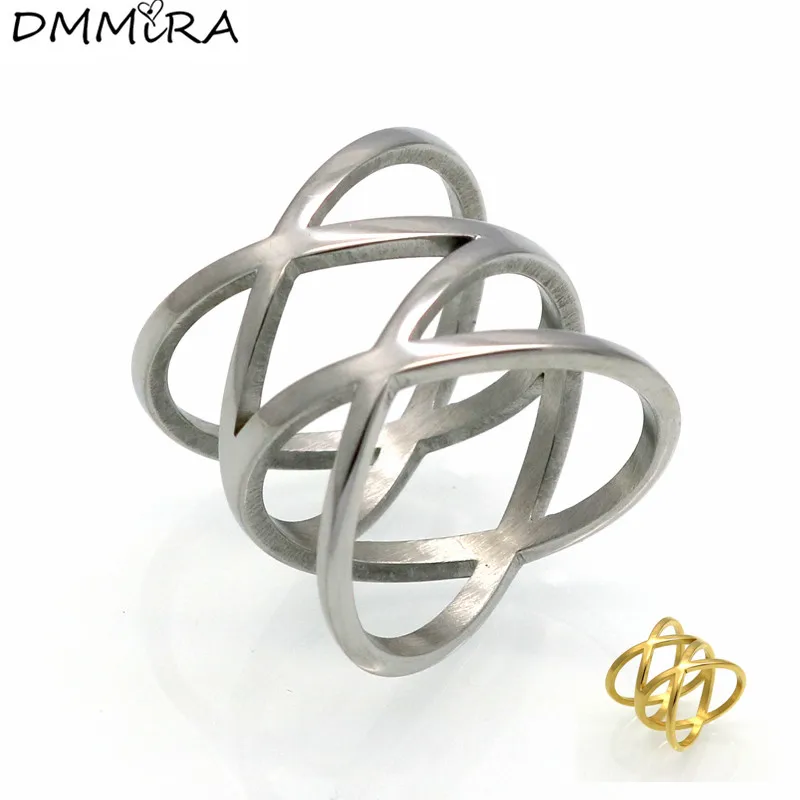 

Hot Sale Fashion Women Gold Silver Circle Stainless Steel Four Rings Linked Together Like Ring Jewelry For Girl Friend Gift