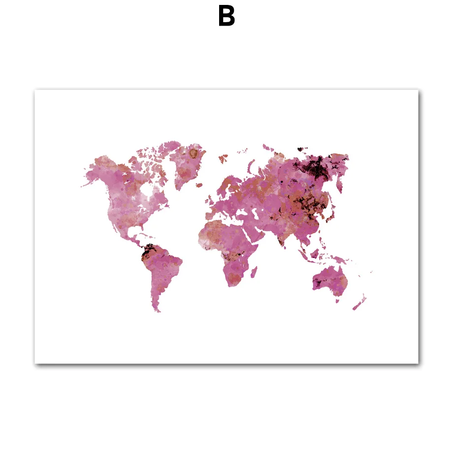 Тюльпан Магнолия розовая карта мира настенная живопись на холсте скандинавские плакаты и принты Цветочные настенные картины для гостиной домашний декор - Цвет: B