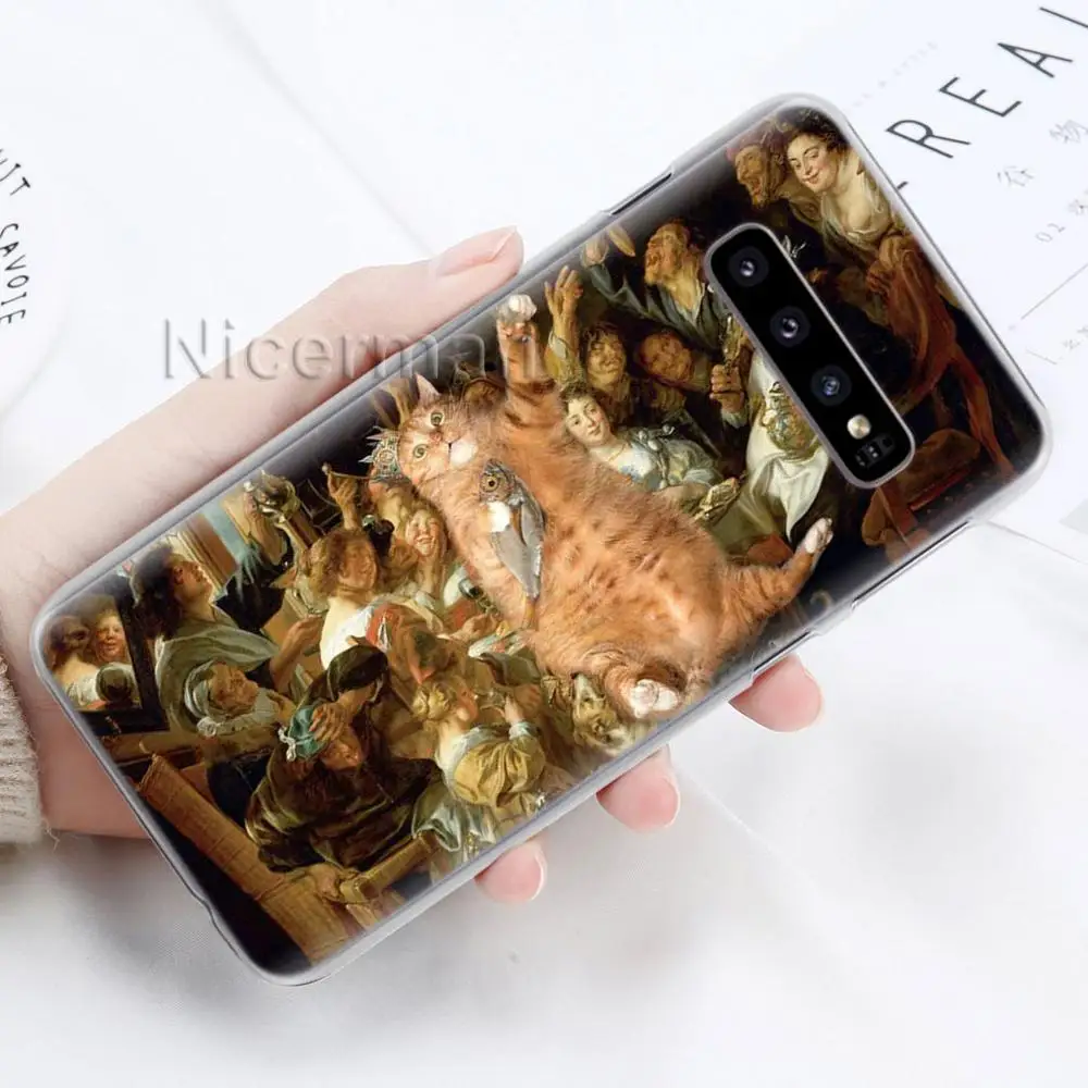 Чехол для телефона samsung Galaxy S10e S10 S8 S9 Plus S6 S7 Edge A40 A50 A70 M20, Забавный чехол с рисунком кота, красочная милая твердая обложка