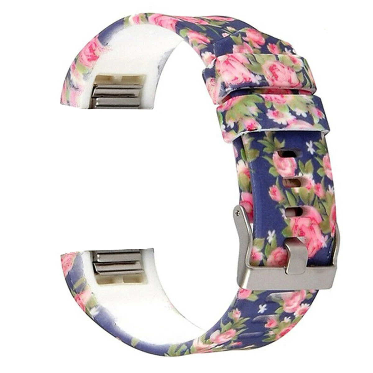 Floral Silicone Strap for Fitbit Charge 2 Band Fitness Smart Bracelet Watches Replacement Sport Strap Bands Size L