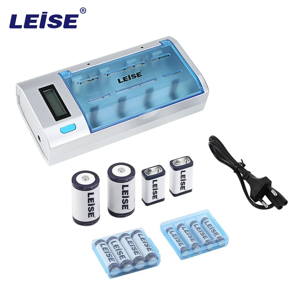 

Leise 908 Multi-functional LCD Intelligent Fast Charging Set with One Charger and Four Types Rechargeable Battery EU US Plug