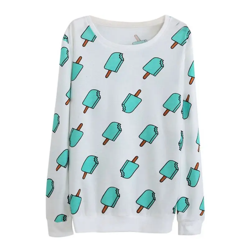 Buy 2016 Women casual Cotton Hoodies Animal Ice Cream