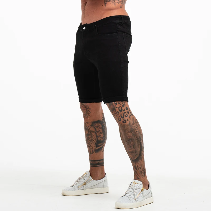 pantalones cortos ajustados negros para hombre, Vaqueros cortos elásticos de cintura alta para de vaquero corto elásticos de talla Europea 36 dk02|Pantalones vaqueros| - AliExpress