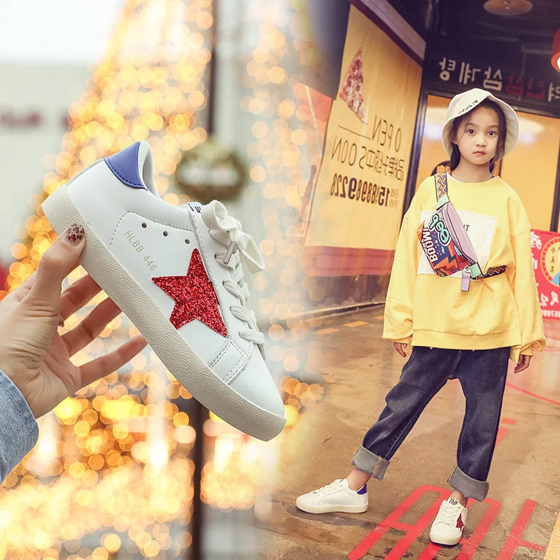 

Spring and Autumn New Children's Sports Shoes Girls Five-pointed Star Casual Shoes Boys Students White Sneakers